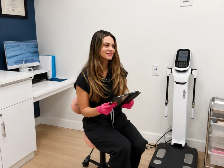 A Refresh provider reviewing patient information in a Jupiter treatment room